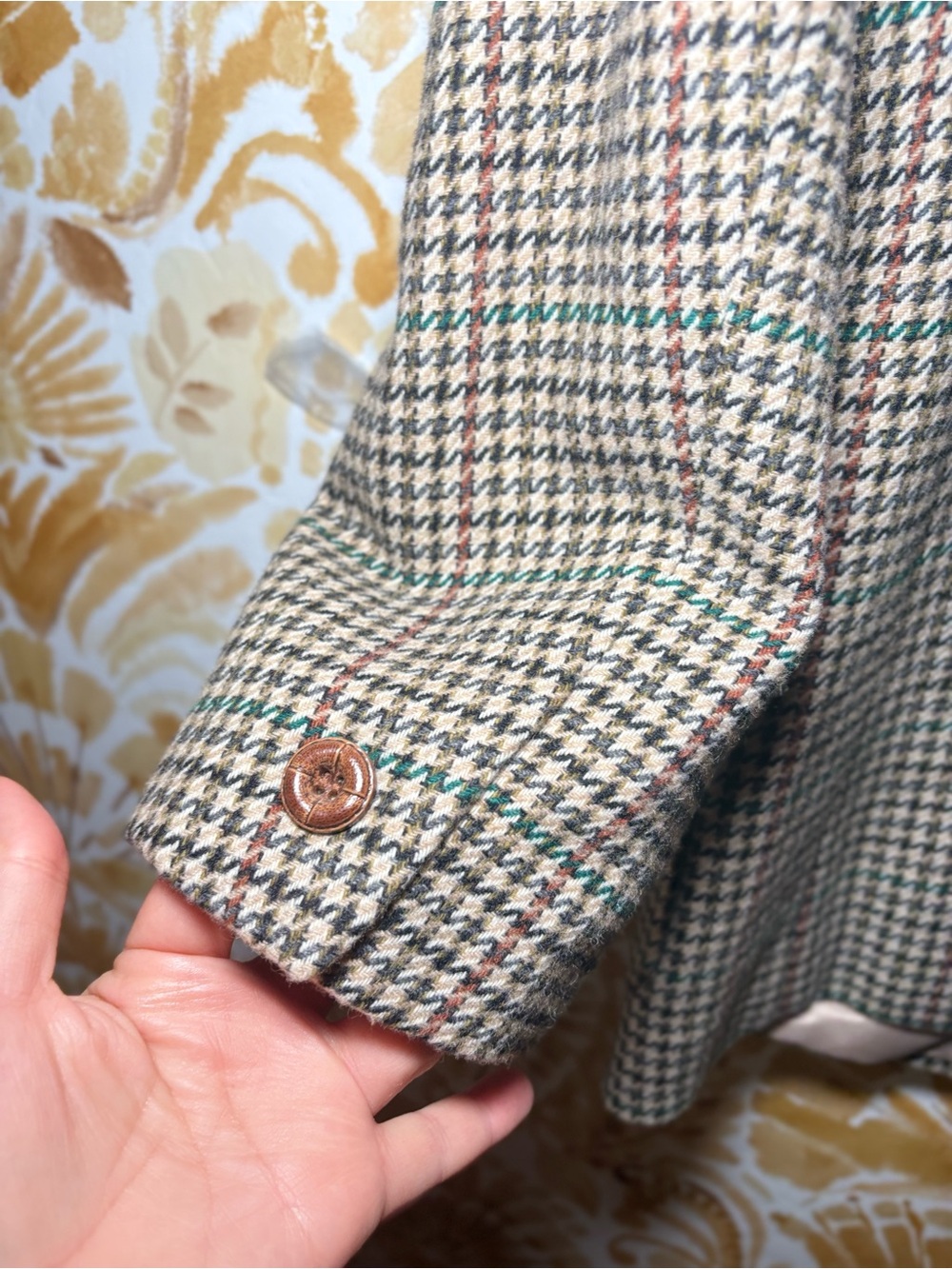 Women’s Wool Blend Houndstooth Plaid Blazer Heritage Preppy Quiet Luxury - Picture 9 of 12
